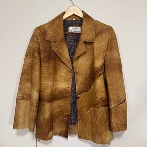 Vintage Leather Renditions By Sandi Women’s Jacket Unique Tan Suede Blazer Coat